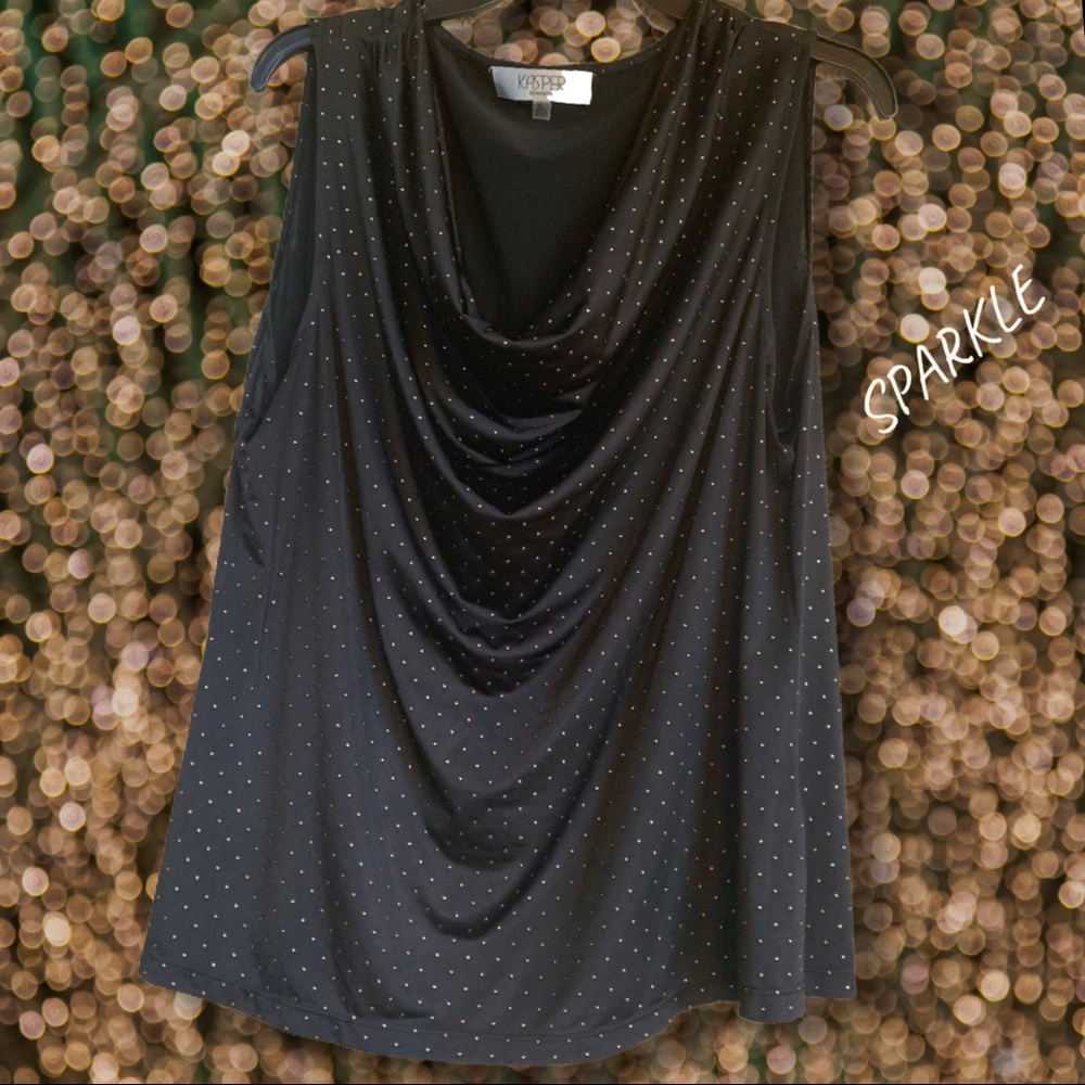 Kasper Top.  Black with Gold dots.